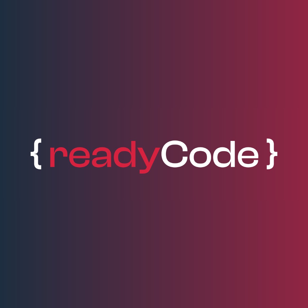 logo Ready Code w nawiasach klamrowych kojarzących się z językiem programowania