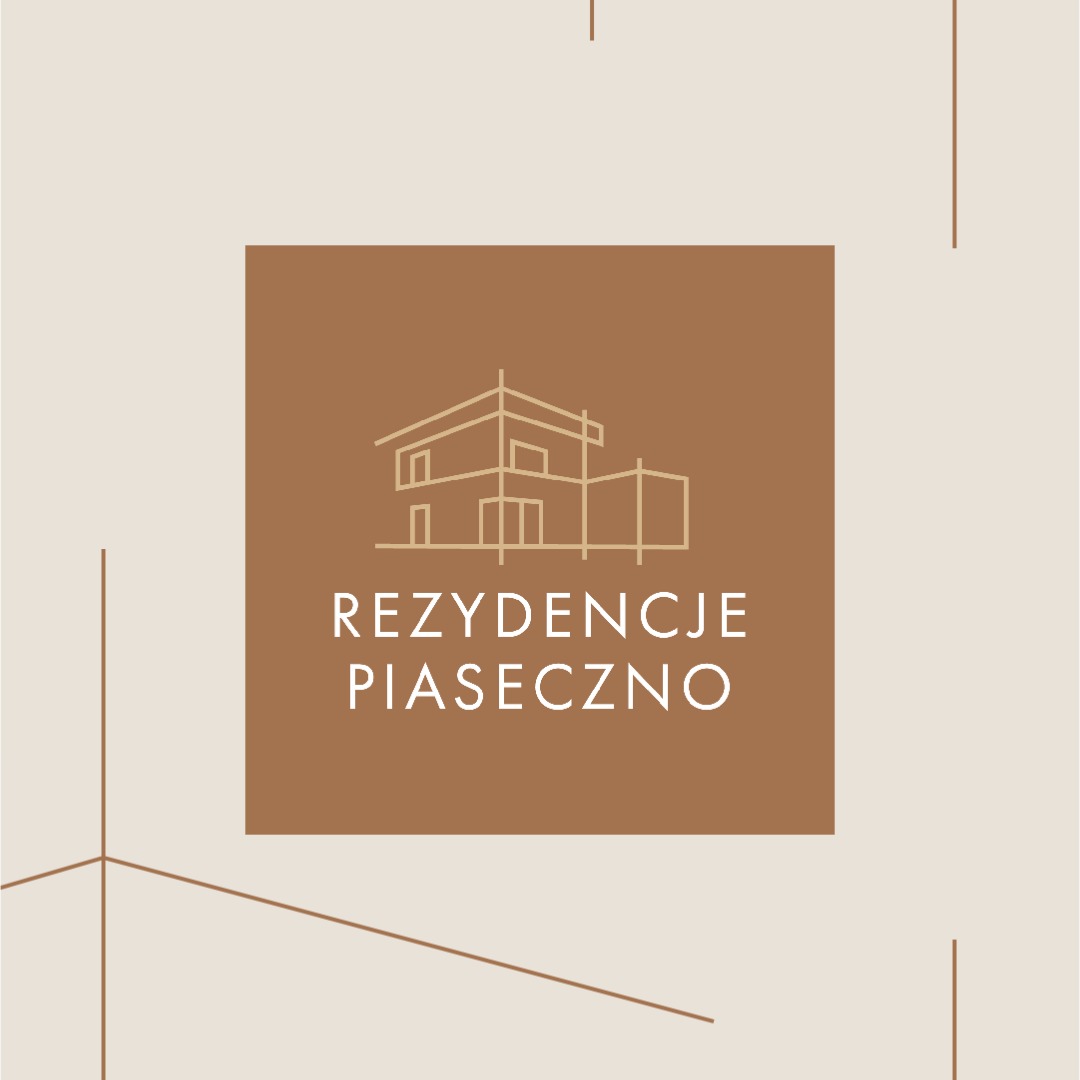 minimalistyczne logo Rezydencje Piaseczno z linearnym motywem domu